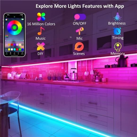 8 PCS Motion Sensor RGB Under Cabinet Lights Kit, App and Remote Control Led - Picture 5 of 7